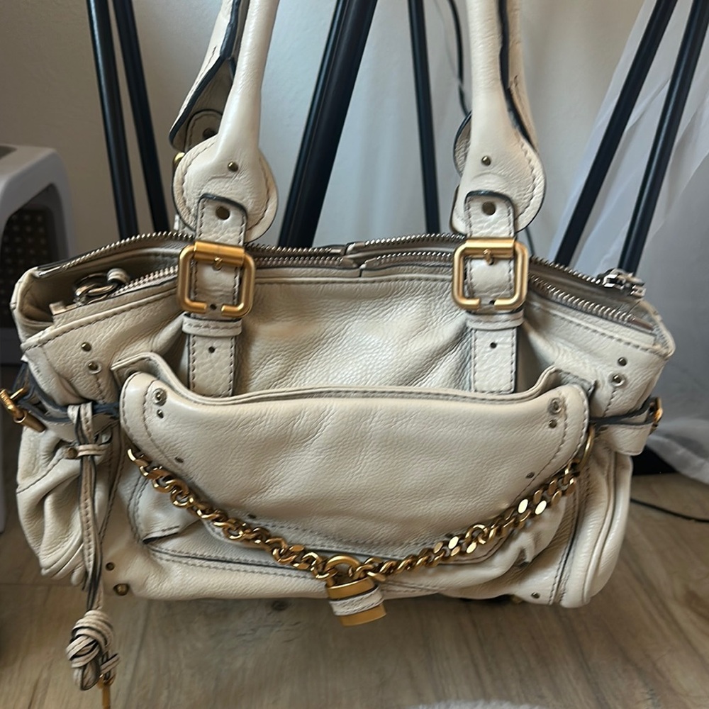 Authentic Chloe Cream Gold Satchel with Luxurious Accents